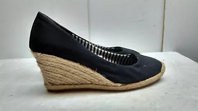 Merona Black Canvas Slip On Wedge Platform Espadrille Casual Women's Shoes 8M 39 • $34.99