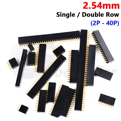 PCB Header Vertical Female Socket Connector 2.54mm 0.1  Pitch Single Double Row • $1.89