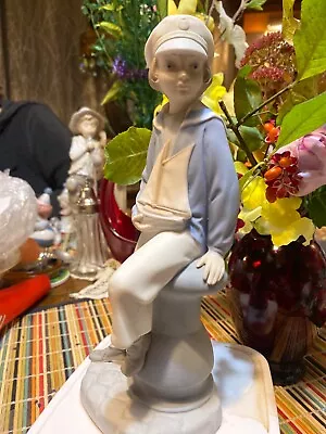 Beautiful Rare Lladro Figurine - 4810  Sailor Boy With Yacht  • $50.08