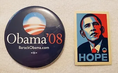 2008 Barack Obama Election Pin Back Button And Hope Sticker Set New • $10