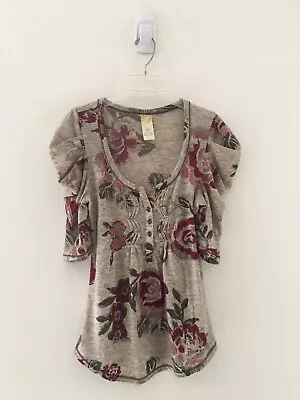 New Anthropologie C Keer Dressing Room Henley Floral Tapestry Top XS • $29