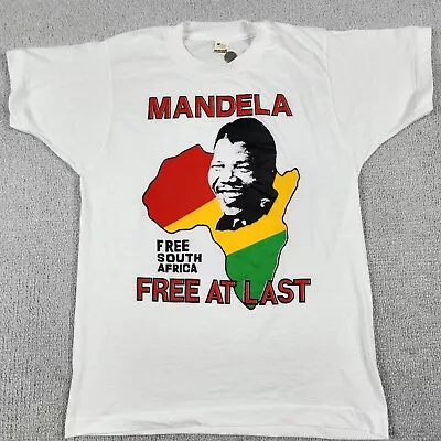 Vintage Screen Stars Nelson Mandela Free At Last T-Shirt Men's Size Medium EUC • $100