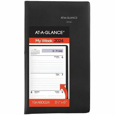 AT-A-GLANCE® DayMinder Weekly Planner 3-1/2  X 6  Black 2024 SK4800 • $13.99