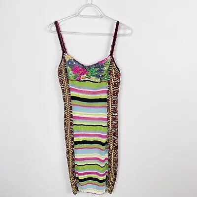 £141.17 • Buy Christian Lacroix Bazar Striped Bodycon Dress Colorful Knit Sequin Size Large