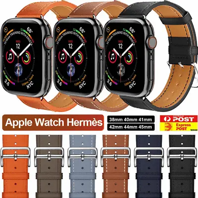 $9.89 • Buy Apple Watch IWatch Band Series 9 8 7 6 5 4 3 SE 45 44 41  Hermès Leather Strap
