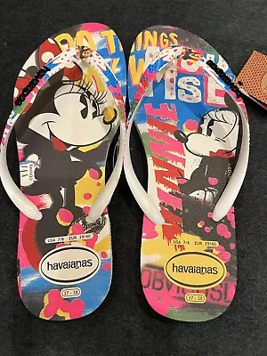New NWT Havaianas Flip Flops Sandals Disney Minnie Mouse Women’s 7/8 EU 39/40 • $22