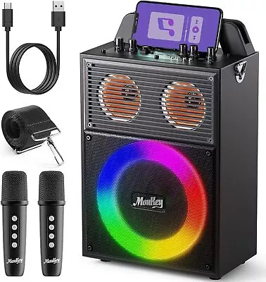 Moukey MPS4 Karaoke Machine Portable Bluetooth Party Speaker Wireless Mic • $27.99