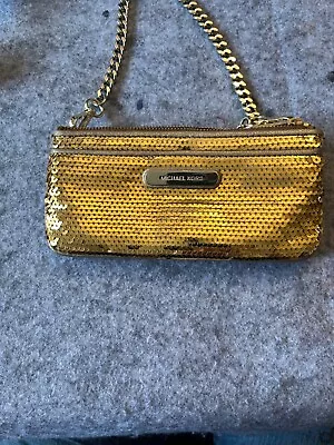 Michael Kors Gold Sequins Wallet Clutch With Chain Strap • $55
