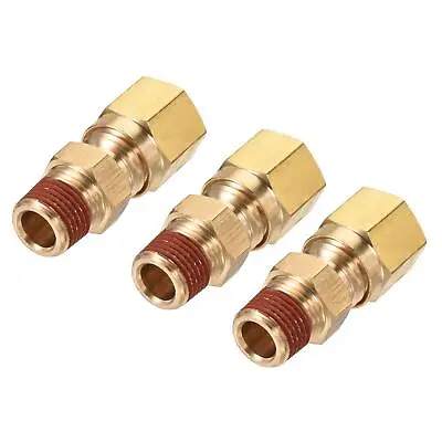 Brass Compression Tube Fitting 1/8NPT X 1/4  Tube OD Straight Coupling 3Pcs • $11.61