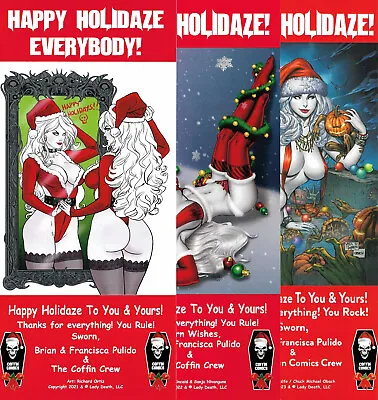 Lot Of 3 Lady Death Happy Holidaze 2021  2022 2023 Christmas Cards Coffin Comics • $14.99