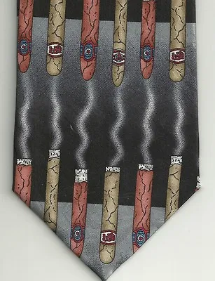 Mens Neck Tie Silk Cigar Surrey White Smoke  Made In The USA  • $8.71