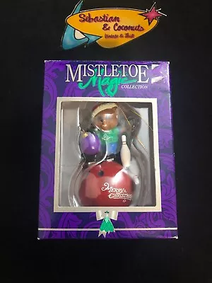 Vintage Mistletoe Magic Bear Bowling 90s Christmas Ornament Ball And Pins • $9.50