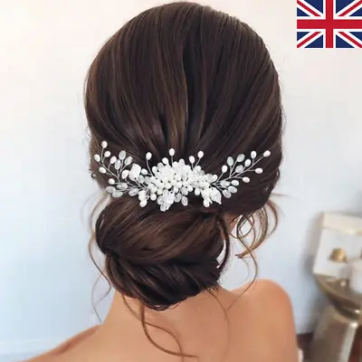 Brides Flower Wedding Hair Vine Crystal Bridal Hair Piece Party Hair Accessories • £4.97