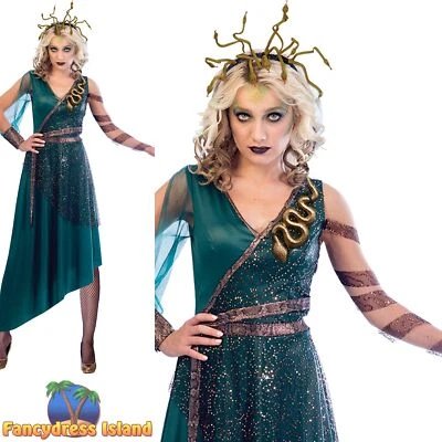 £36.19 • Buy Ladies Medusa Costume Adults Greek Myth Goddess Halloween Fancy Dress Outfit