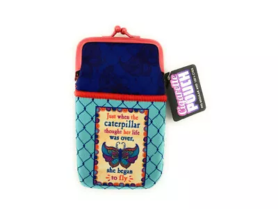 Butterfly Design Neoprene Cigarette Pouch With Snap Clasp Closure • $13.95