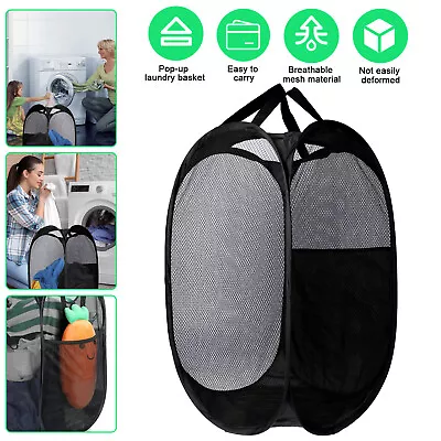 Foldable Hamper Clothes Laundry Basket Portable Sorter Mesh Wash Bag Organizer • $10.98