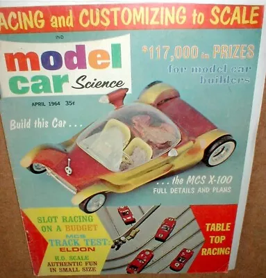 Model Car Science April 1964 Magazine Table Top Slot Car Racing Section Original • $19.99