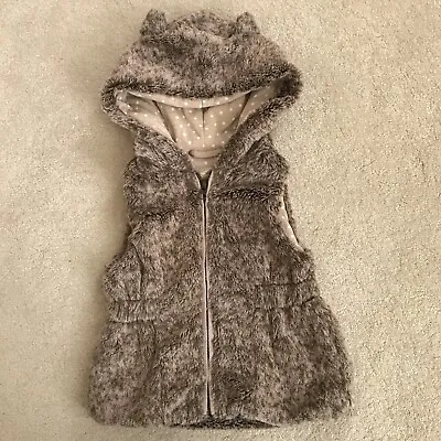 Baby Girls Hooded Gilet From Tu. Size 12-18 Mths. Brown • £2