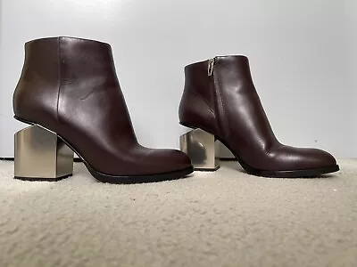 $485 • Buy Alexander Wang Leather Gabi Bootie Ankle Boots Size 38 With Silver Metal Heel