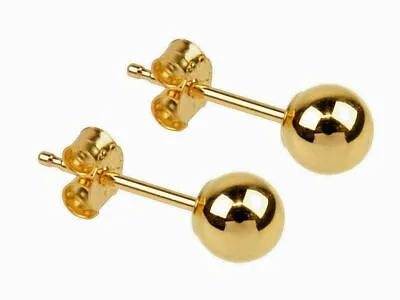 9ct Gold 4mm Ball Stud Earrings - Solid 9k Gold - *PAIR* • £17.95