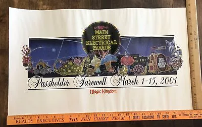 Disney Main Street Electrical Parade Passholder 2001 Poster Magic Kingdom 24x14” • $6.25