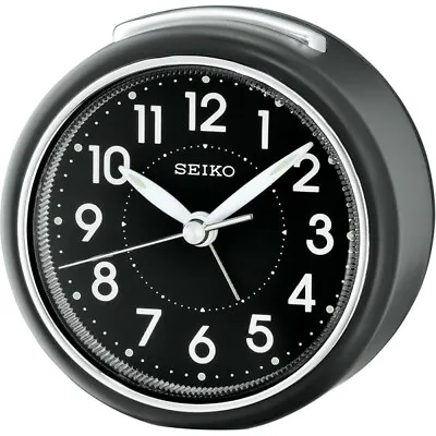 Seiko Beep Alarm Bedside Clock With Snooze And Light Black Plastic Resin Qhe125k • £10.99