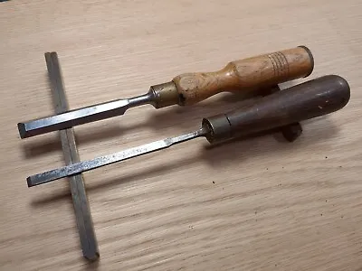 Two Nice Unmarked Antique Chisels - 1/4  Mortise And 1/2   Bevel • $26