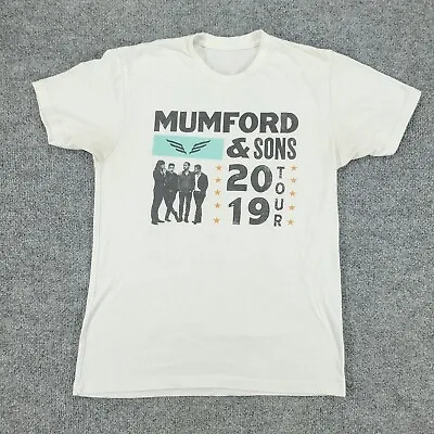 Mumford & Sons Shirt Men's Small White 2019 Tour Music Band Graphic Short Sleeve • $7.69