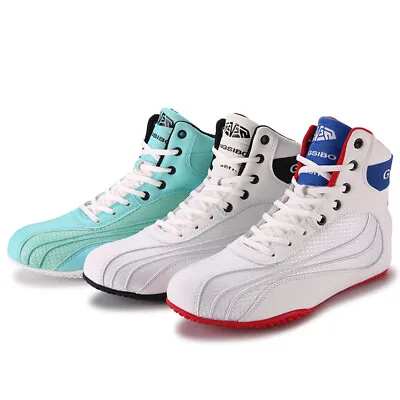 Men Boxing Shoes Wrestling Sports Sneakers Outdoor Fighting Fintess Boots White • $52.48