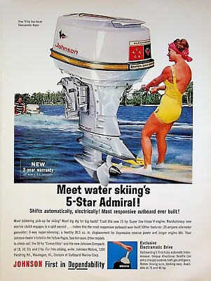 1963 Johnson Sea-Horse Eletramatic Outboard Boat Motor Vintage Print Ad • $11.99