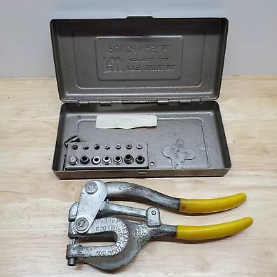 Roper Whitney No 5 JR Hand Punch Set With Dies Metal Box  Sheet Metal  USA  NICE • $75