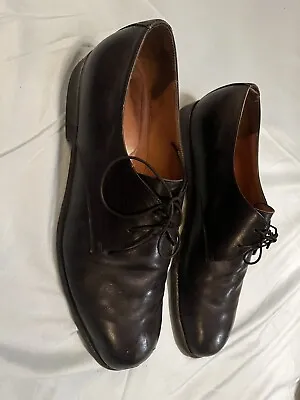 Salvatore Ferragamo Black Mens Dress Shoe Size 11 Extra Wide Lace Up Derby Style • $100