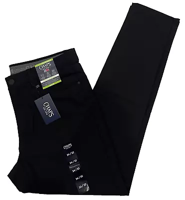 Chaps Mens 5-Pocket Performance Pants Straight Tapered Fit 34X32 Black W34L32 • $24.99