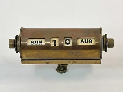 Vintage Brass Rolling Day Date Perpetual Desk Top Calendar 1950's Art Deco • $20