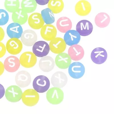 ❤ 500 X PASTELS Mixed Name ALPHABET Initial Letter FLAT ROUND Beads 7mm Spacer ❤ • £1.95