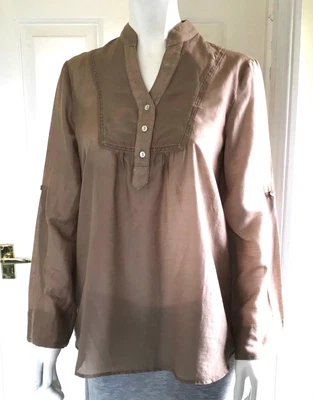 £12 • Buy Uno Piu Uno  -  Fine Cotton & Silk Tunic  Style Shirt. Size M.