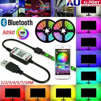 1/2/3/4/5/10M 5V  30Leds/M Bluetooth USB RGB LED Strip Lights TV Backlight • $6.93