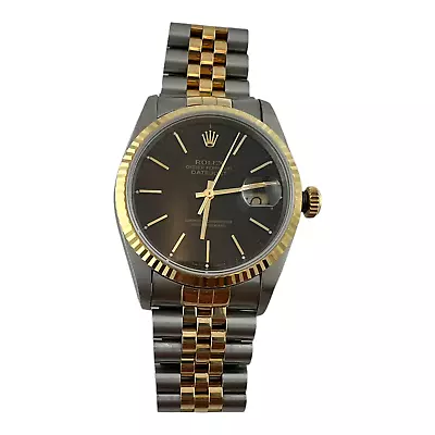 1991 Rolex Two Tone Datejust Men's Watch 16233 Black Dial Jubilee Band #14902 • $5995