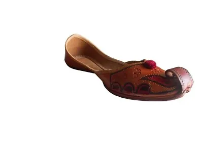 Women Shoes Leather Size US 7.5 Handmade Indian Khussa Jutties Mojaries Brown • $53.99