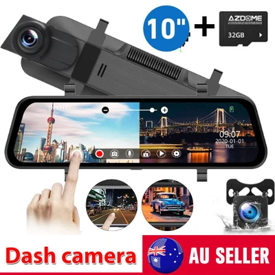 $74.99 • Buy 1080P Dash Camera 10  Rear View Cam Car DVR Tail Reversing Mirror Recorder AUS