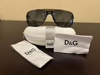 NEW Dolce & Gabbana D&G 6016 04/8G 125 3N Black Silver Shield Sunglasses + Case • £96.37