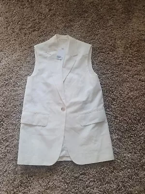 H&M Longline Sleeveless Waistcoat Cream Size XS (NWT) • £4.95