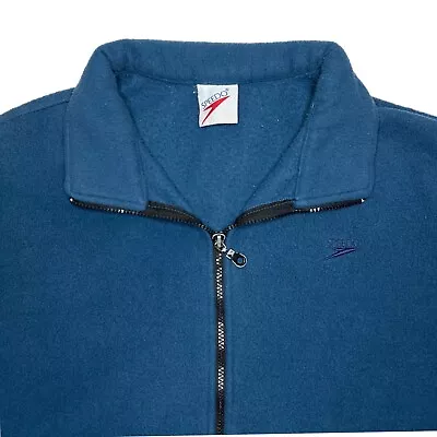 Vintage 90s Speedo Faded Blue Embroidered Fleece Jacket Men’s XL Full Zip • $24.95