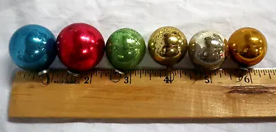 6 Glass Mini Christmas Ornaments Vtg Round Unmarked Japan Miniature Mult-Color • $18