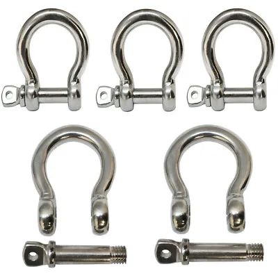 $18.50 • Buy 5 PC Stainless Steel 5/16  Commercial Bow Shackle Paracord Boat Anchor Rigging