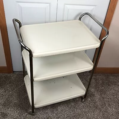 Vintage Cosco Cart 3 Tiered Rolling Cream Color MCM Handles • $115