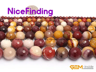 Natural Stone Mookaite Jasper Round Faceted Beads For Jewelry Making 4mm-16mm • $4.41