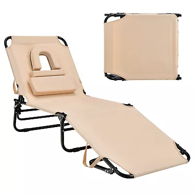 Folding Face Down Tanning Chair Beach Lounge Chair With Face Hole • $75.99