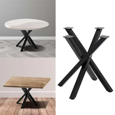 £52.95 • Buy Industrial Black Metal Table Legs Cross X-Shaped Table Base Steel Legs Table