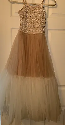 Ooh La La Couture Dress Girls Size 12 Tulle Ivory Beige Cream • $98